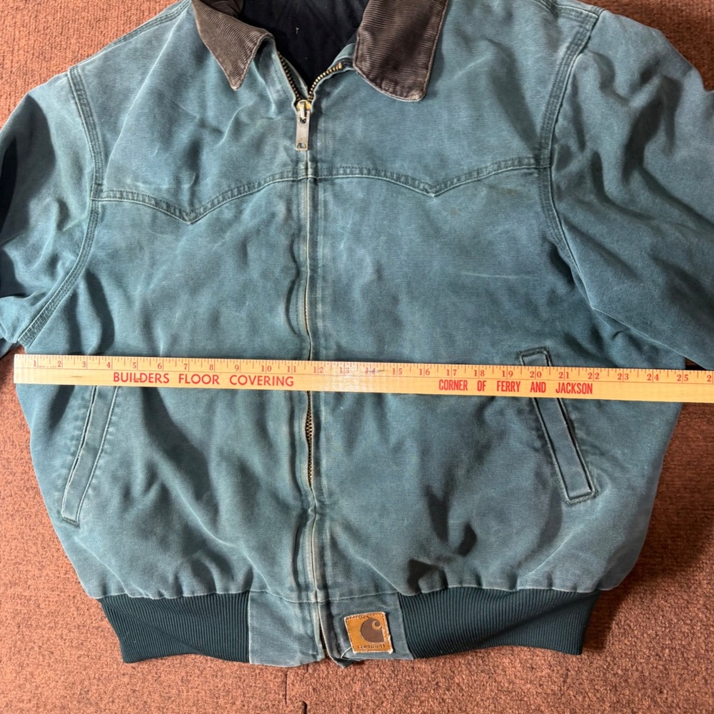 B+ Vintage Carhartt Santa Fe Jacket J14 Teal Green Duck Canvas Western Yoke XL - Picture 6 of 8